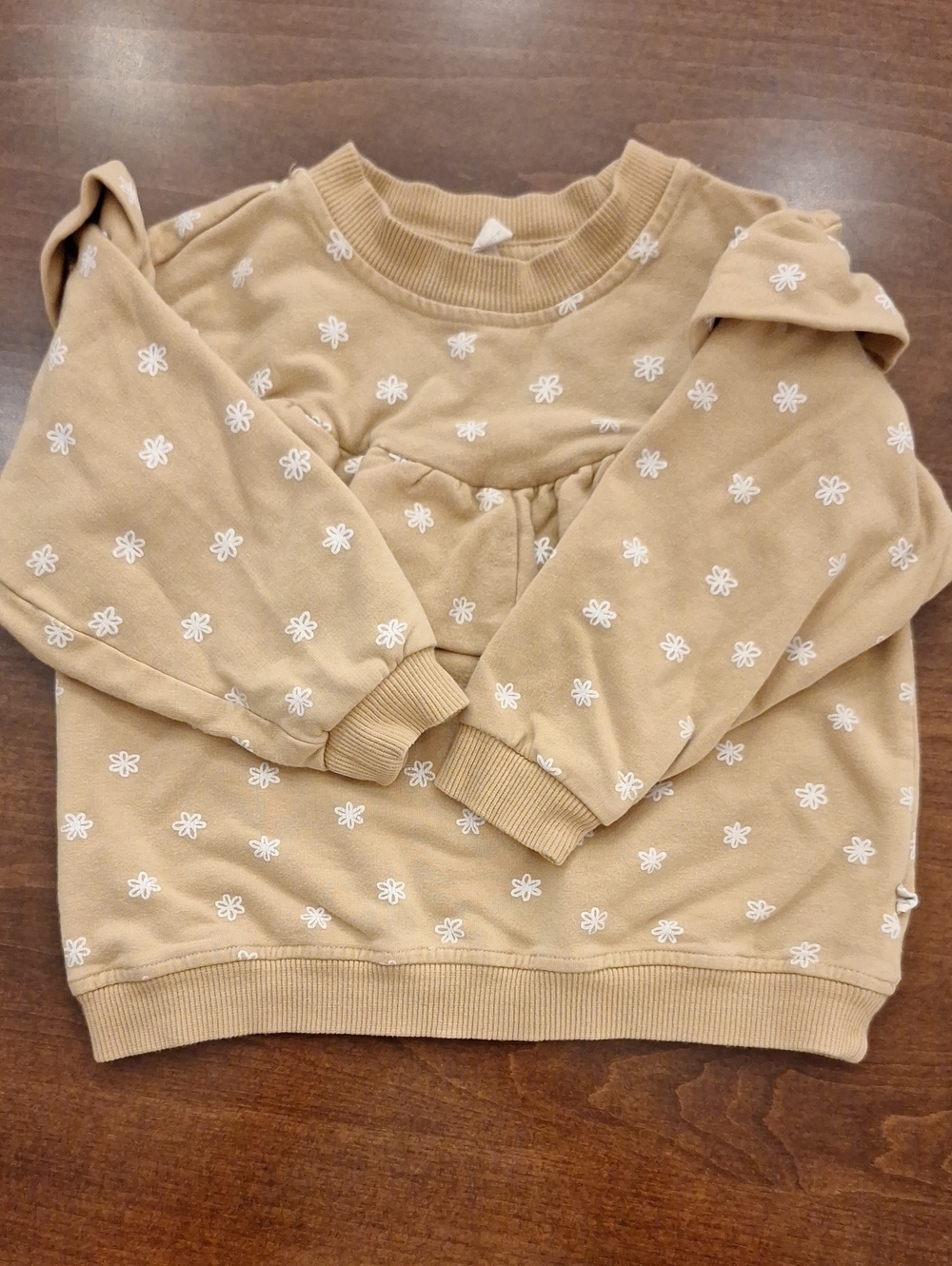 Quincy Mae Mustard Yellow Sweatshirt with White Daisy Print